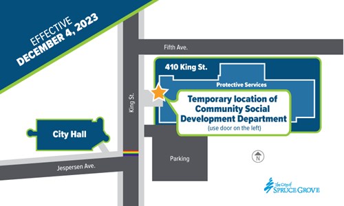 Community Social Development temporarily relocating to 410 King Street, effective December 4 (November 9, 2023)