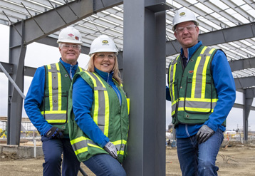 Mayor Jeff Acker along with Councillor Stuart Houston and Councillor Erin Stevenson checked out the progress of the Civic Centre site and were able to help raise a steel column on Tuesday Nov. 21